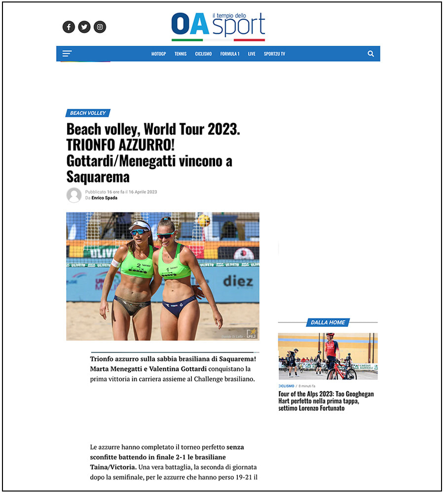 OASport - BeachVolley - World Tour 2023 - Vittoria Squarema Gottardi-Menegatti - ph. Davide Di Lalla