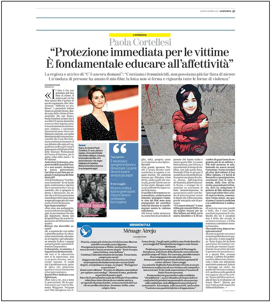 La Stampa - Paola Cortellesi - Elena Vizzoca