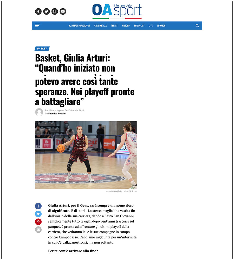 Basketball: Giulia Arturi - ph. Davide Di Lalla