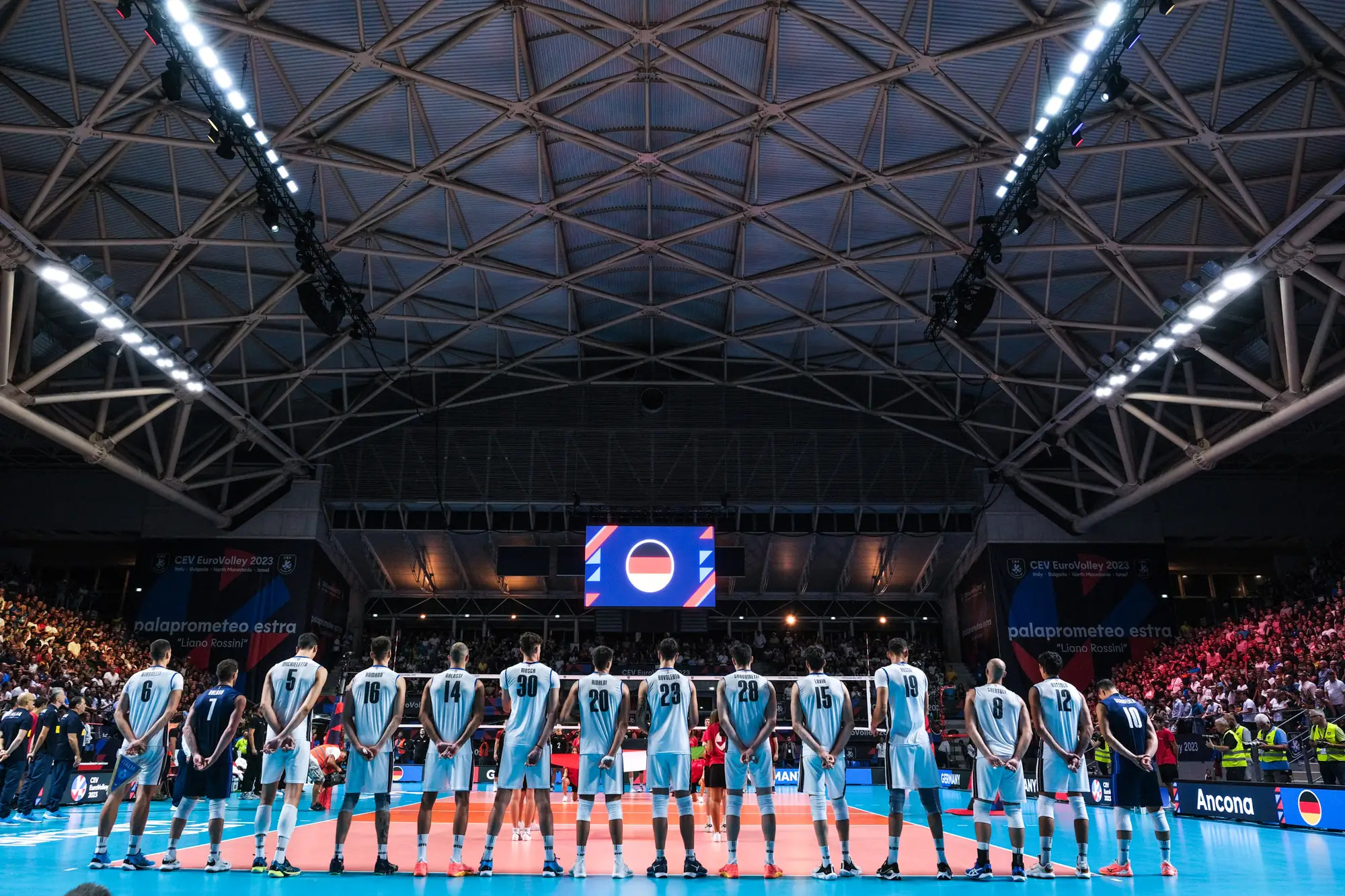 Italy national team during the Final Round Day 8 of the Men’s CEV Eurovolley 2023 between Italy vs Germany in Ancona (Italy). (ph. Davide Di Lalla ©Unicode Images)