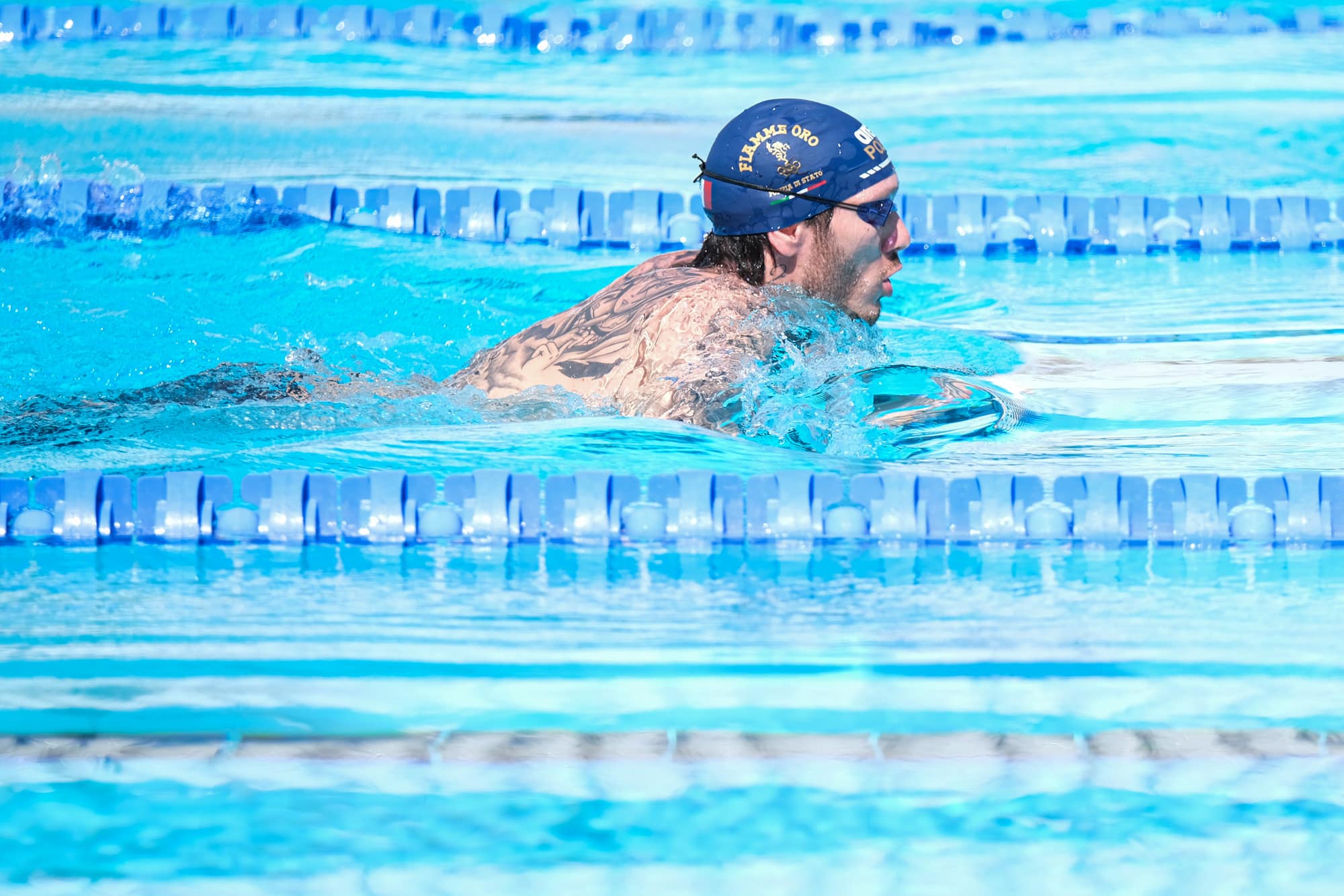 Manuel Mateo Bortuzzo of Italy in action during the FINP Men 100m Breaststroke on Day 1 of the qualifying for the International Swimming - 61th "Settecollli" Trophy 2025.