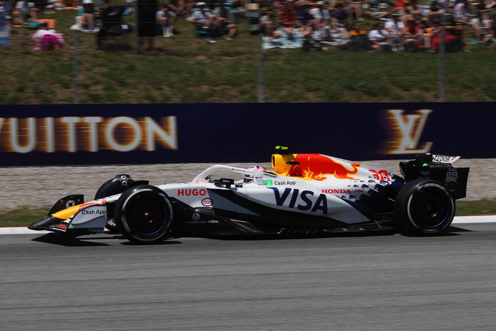 Liam Lawson (Racing Bulls) drives his Formula 1 car during the FP1 of the 2025 Formula 1 Spanish Grand Prix in Montmeló, Spain.