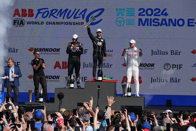 Podium of the ABB Formula E World Championship in Misano, Italy. (ph. Elena Vizzoca ©Unicode Images)