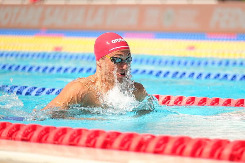 Fabio Stragapede of Italy in action during the Men 200m Breaststroke on Day 3 of the qualifying for the International Swimming - 61th "Settecollli" Trophy 2025.