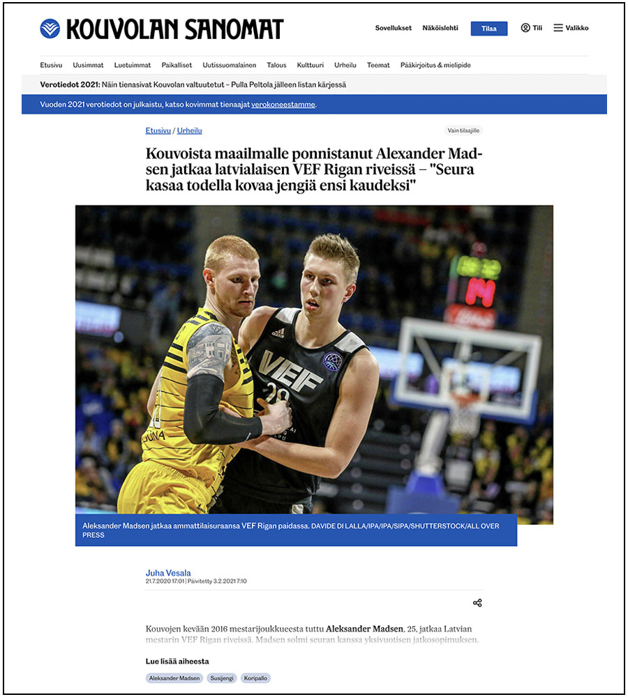 Kouvolan Sanomat - Basketball Champions League - VEF Riga - ph. Davide Di Lalla