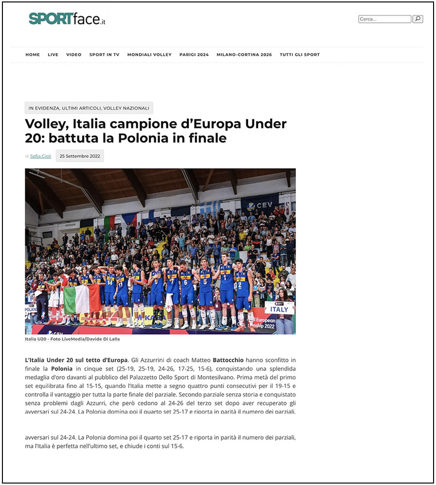 SportFace - CEV U20 European Championships, Italy is European Champion 2022 - ph. Davide Di Lalla