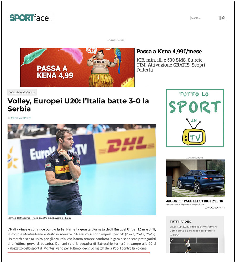 SportFace - CEV U20 European Championships, Matteo Battocchio - ph. Davide Di Lalla