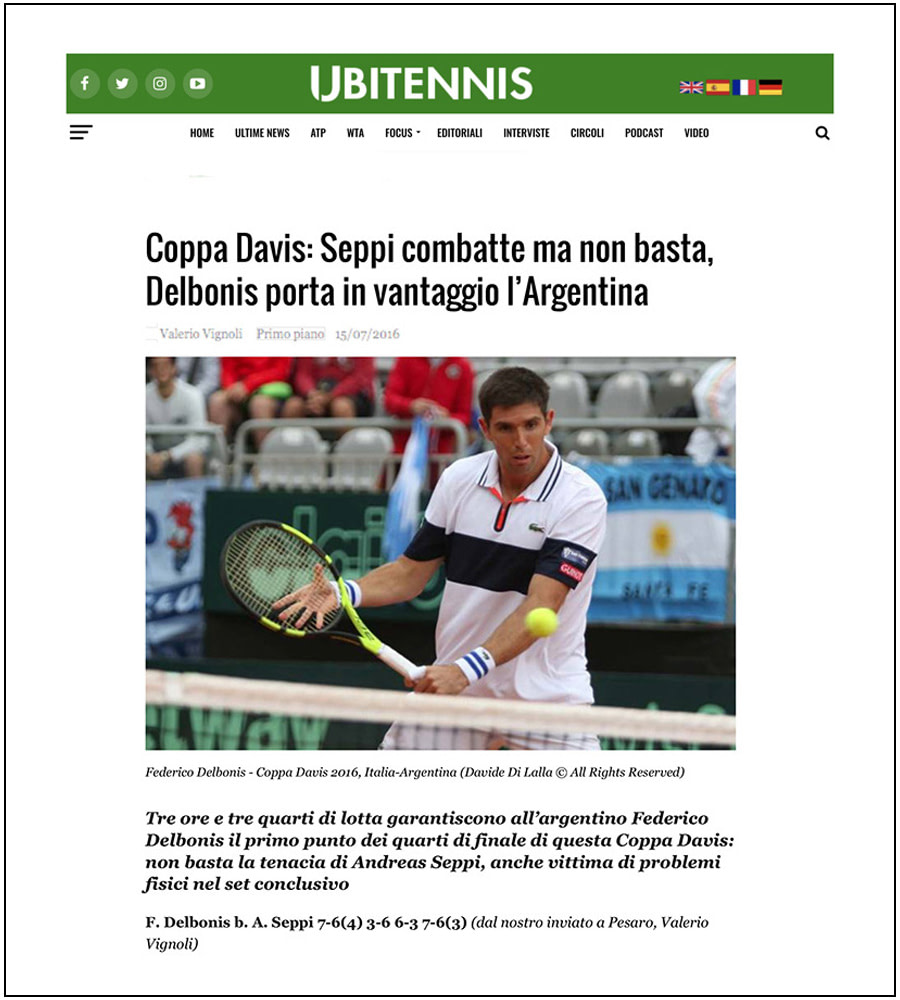 UbiTennis - Tennis - Tennis - Davis Cup - Andreas Seppi - Federico Delbonis - ph. Davide Di Lalla