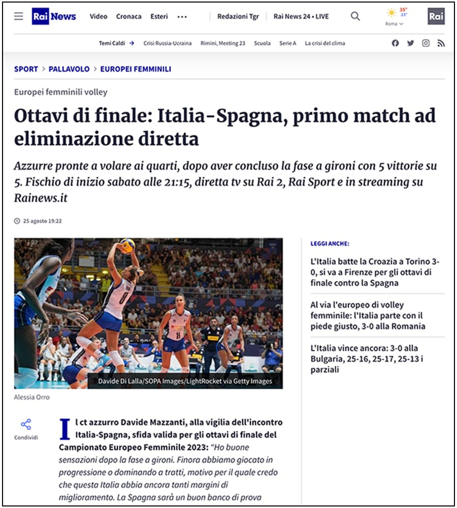 Rai News - Eurovolley - ph. Davide Di Lalla