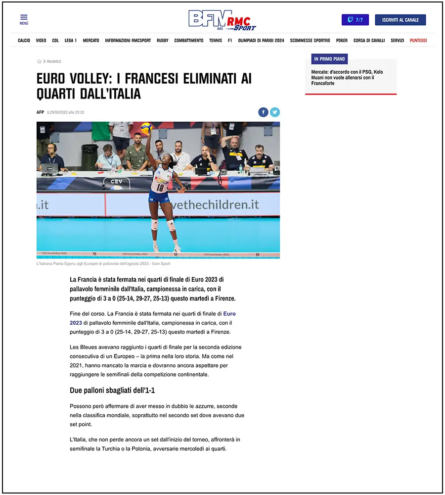 RMC Sport BFMTV - Eurovolley 2023 - ph. Davide Di Lalla