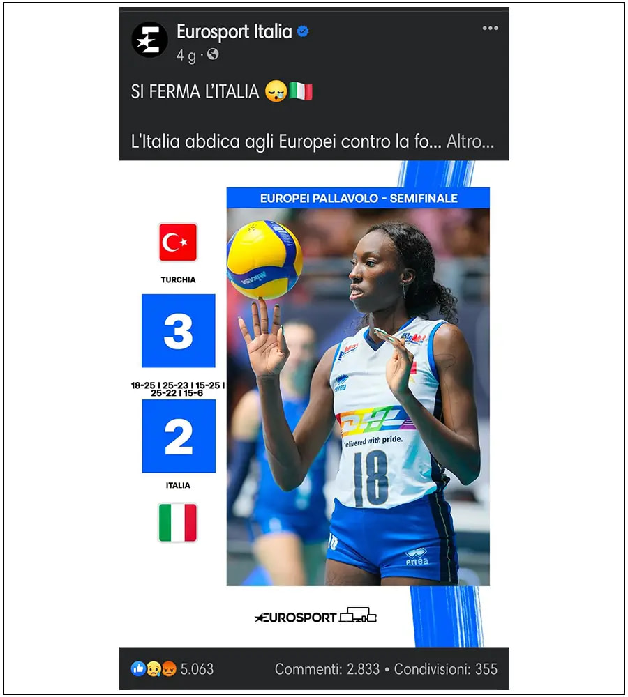 Eurosport, Facebook - Eurovolley, Egonu - ph. Davide Di Lalla