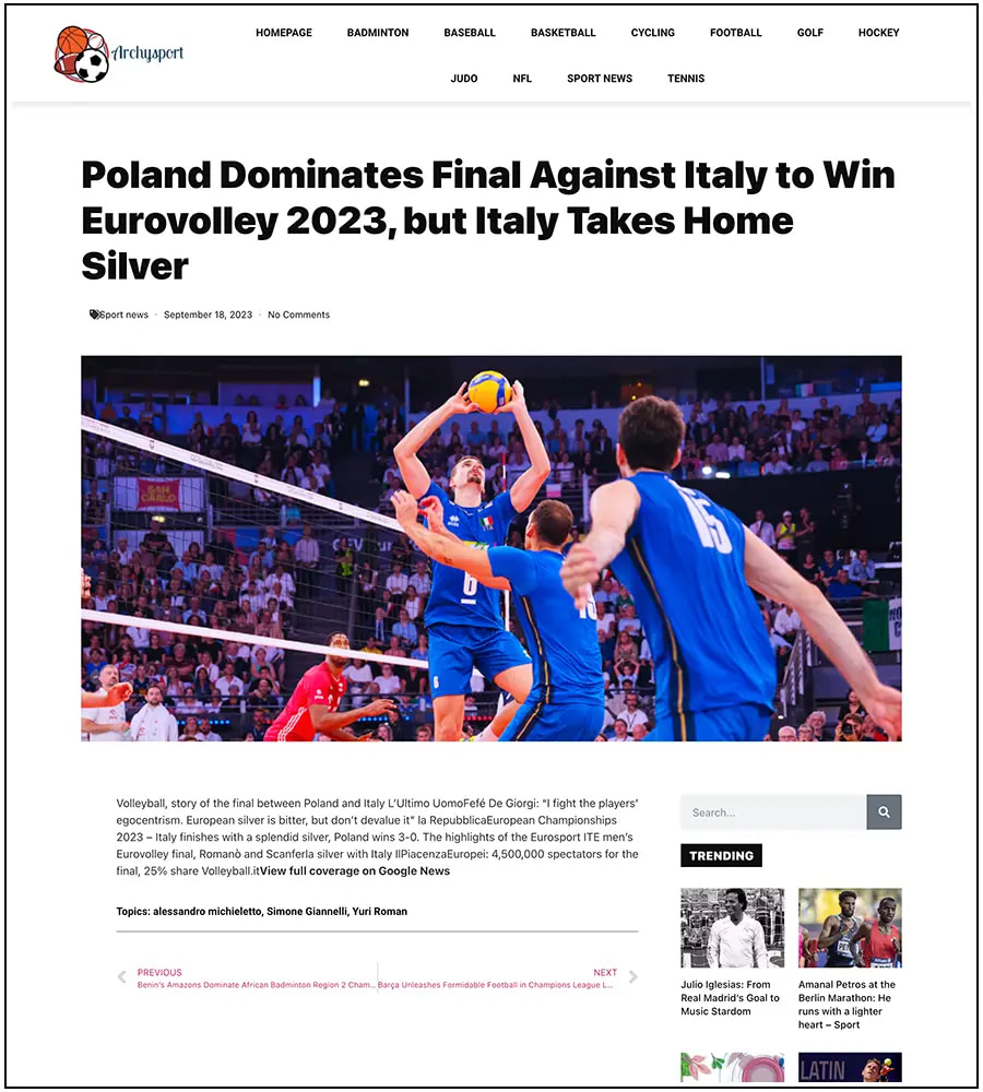 Archysport - Eurovolley 2023 - ph. Elena Vizzoca