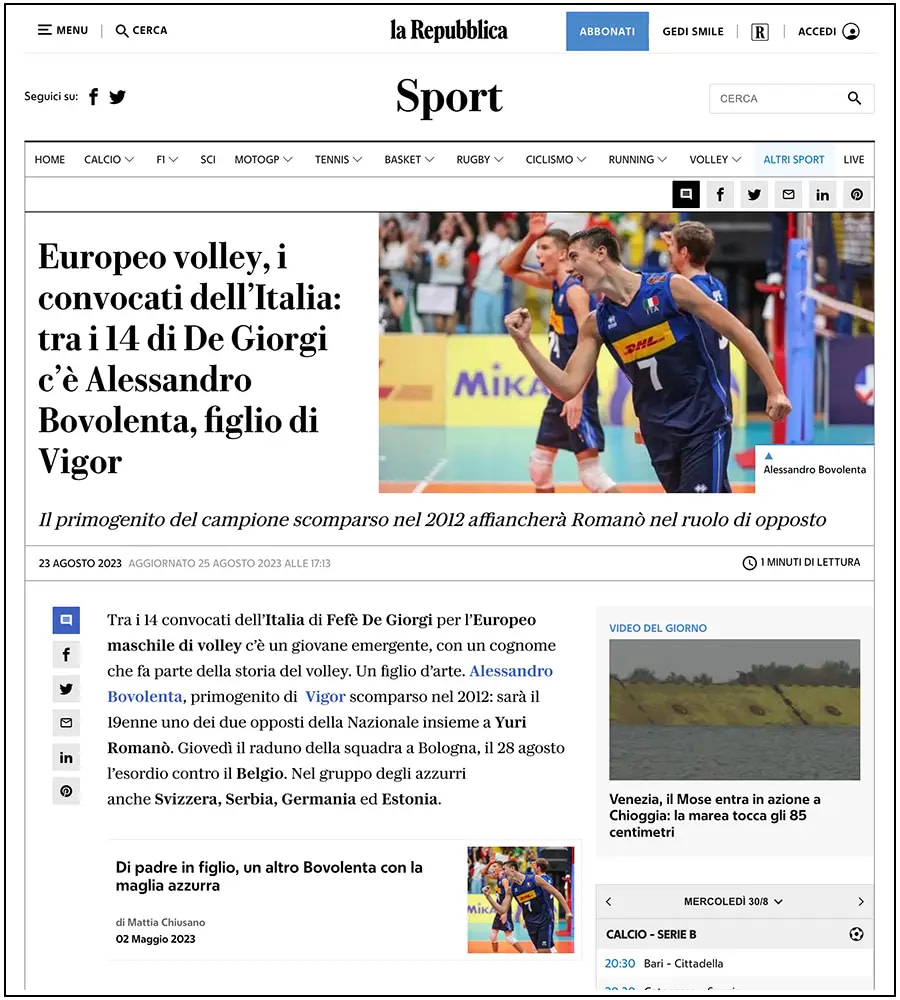 La Repubblica - Eurovolley, Bovolenta - ph. Davide Di Llalla