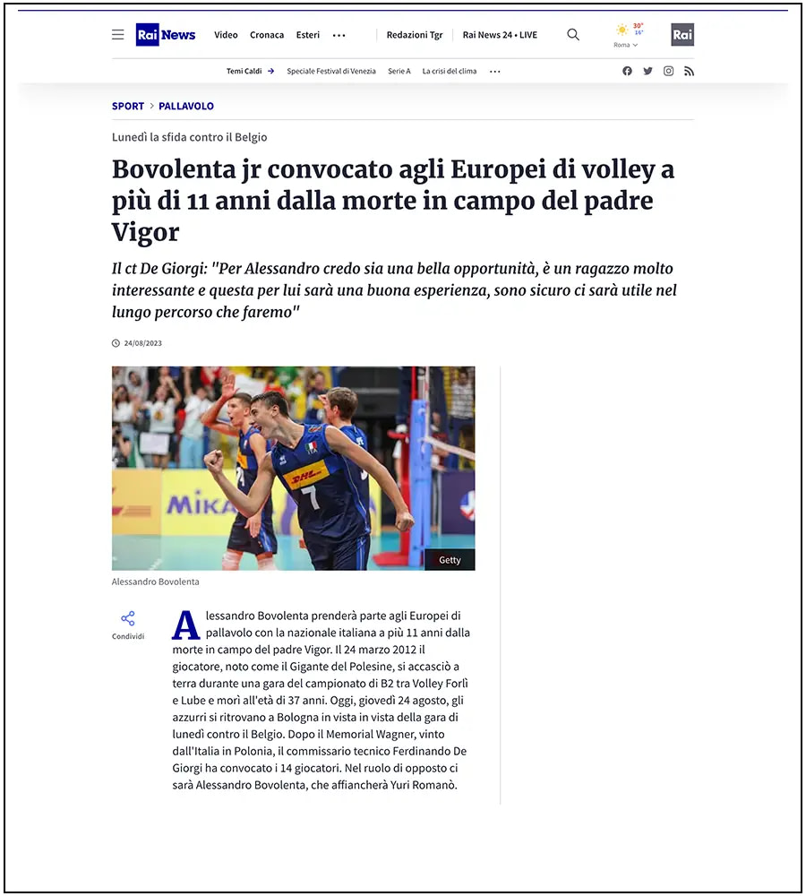 Rai news - Eurovolley, Bovolenta - ph. Davide Di Lalla