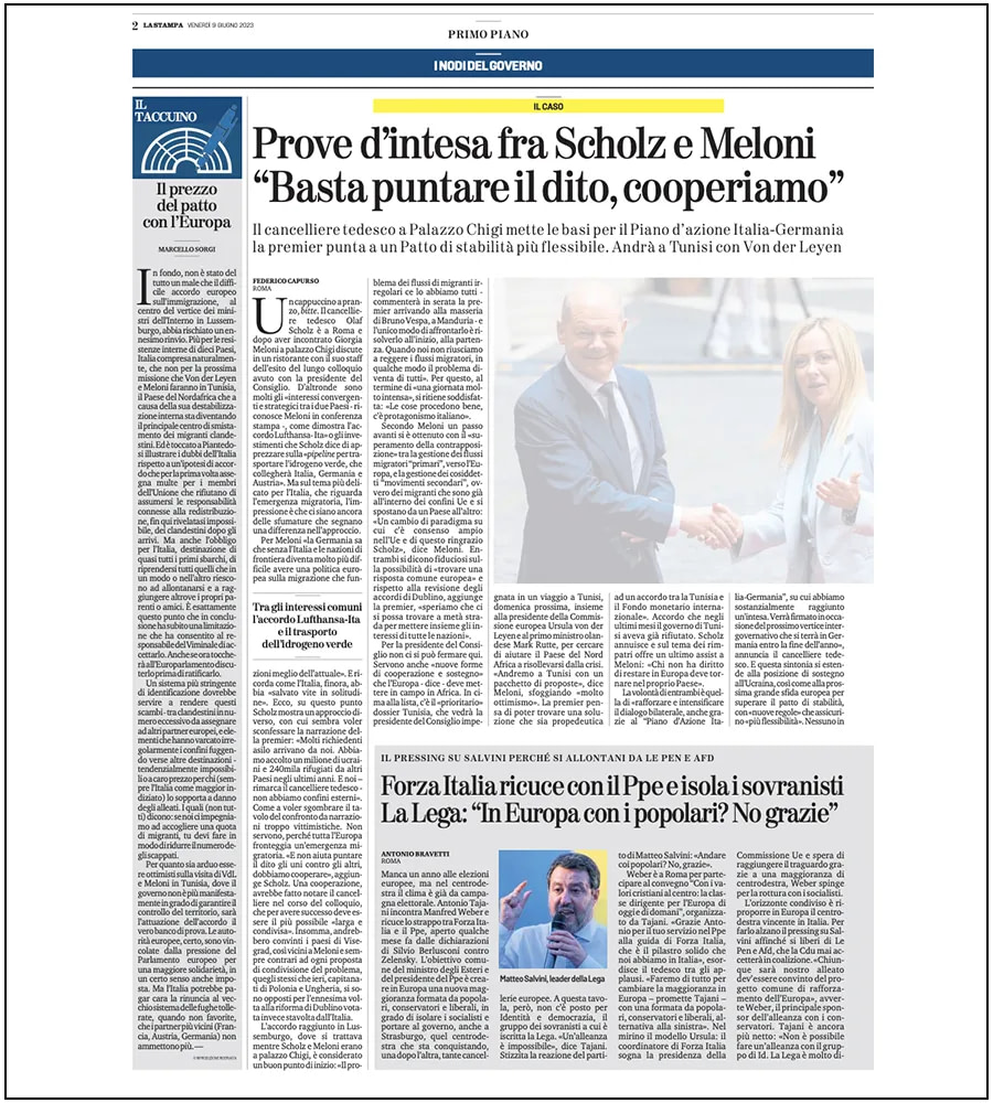 La Stampa of June 9, 2023: Matteo Salvini - ph. Davide Di Lalla