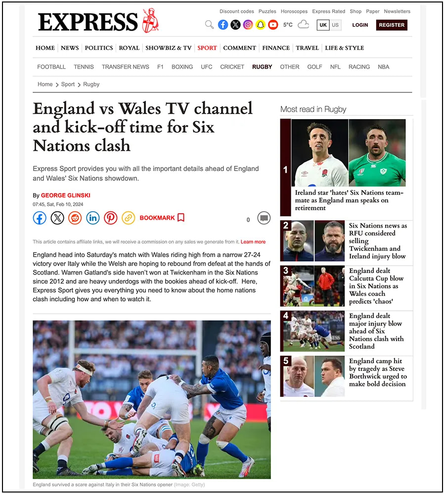 Daily Express.co.uk - Six Nations Rugby - Italy vs England - ph. Davide Di Lalla