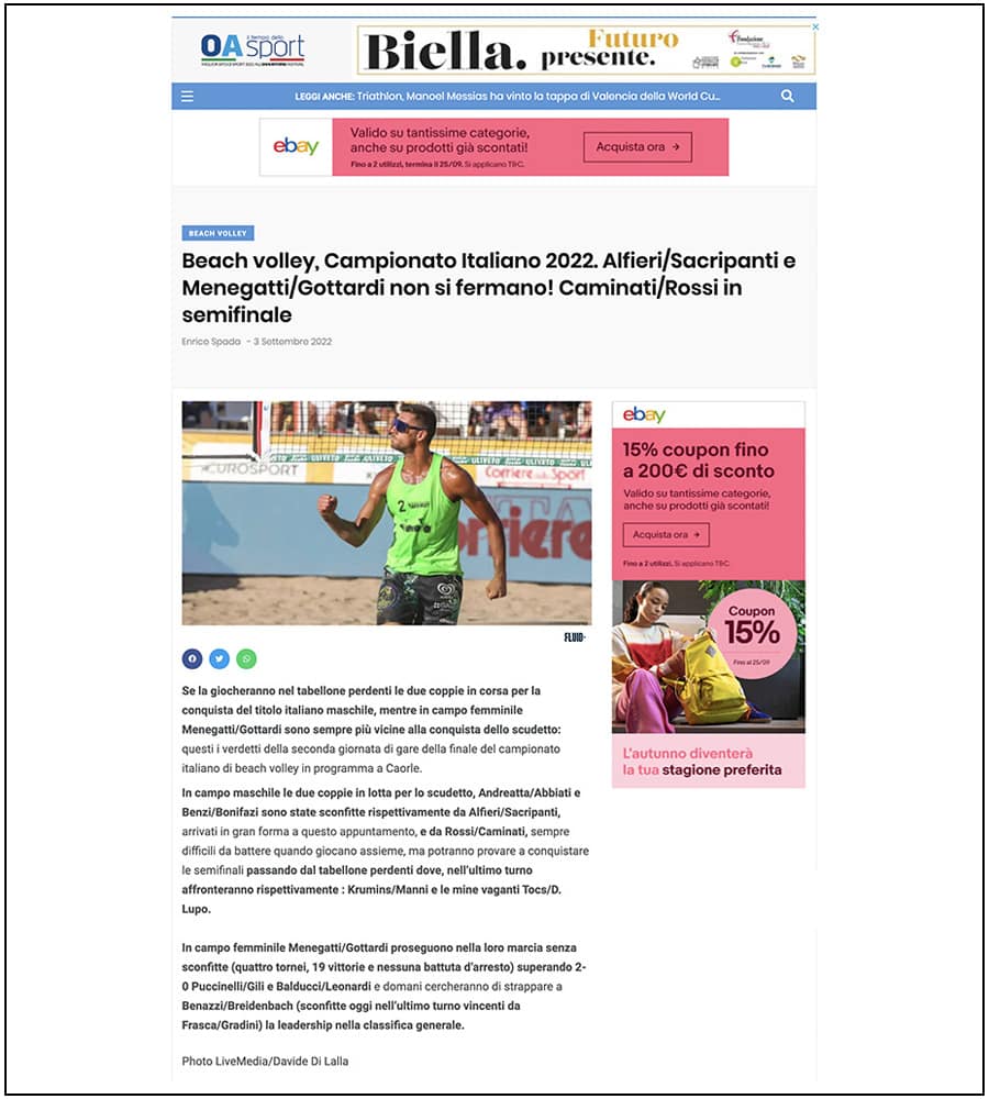 OASport - BeachVolleyball, Italian Championship 2022 - ph. Davide Di Lalla