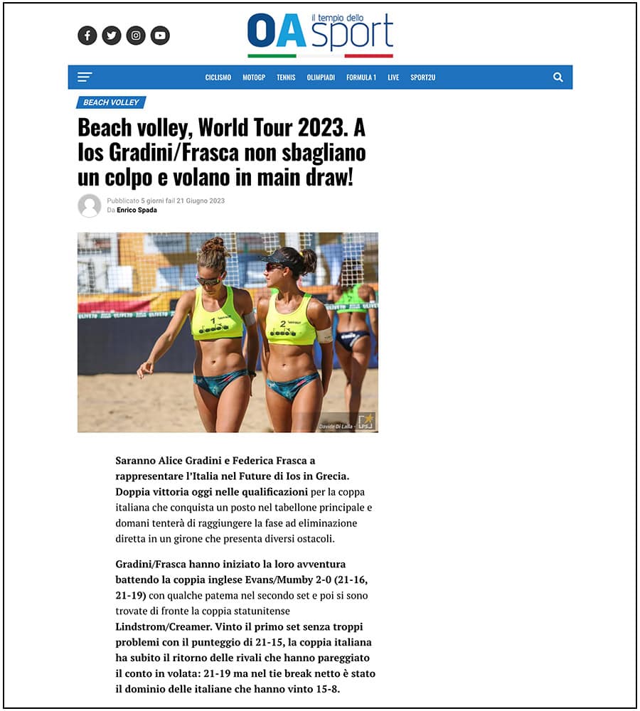 OA Sport - Beach Volleyball - Gradini-Frasca - ph. Davide Di Lalla