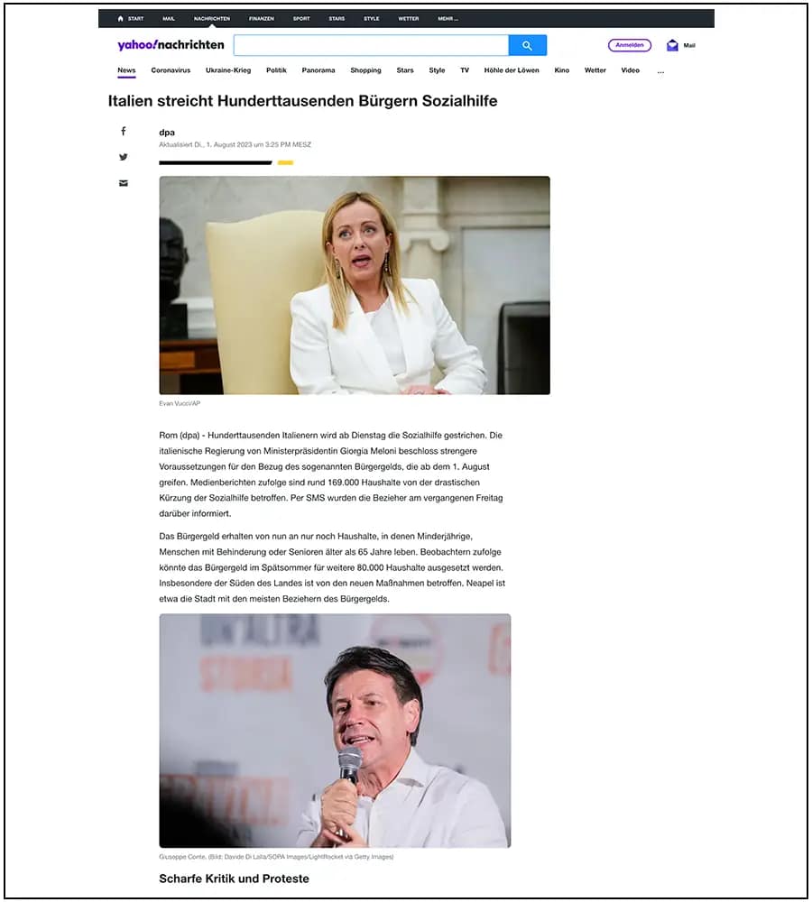 Yahoo news.de - Giuseppe Conte - ph. Davide Di Lalla