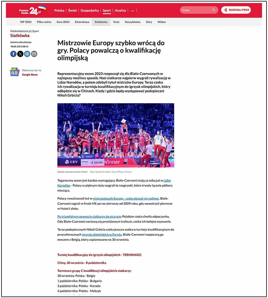 Polskie Radio 24 - Eurovolley 2023 Finals, Poland - ph. Davide Di Lalla