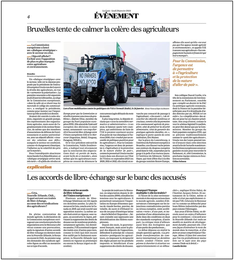 La Croix - Farmers’ protest: Broad mobilization against EU policies - ph. Elena Vizzoca