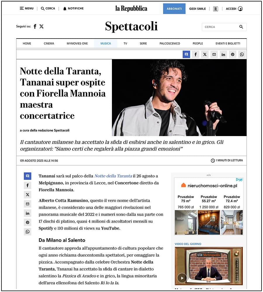 Music: Tananai - ph. Davide Di Lalla